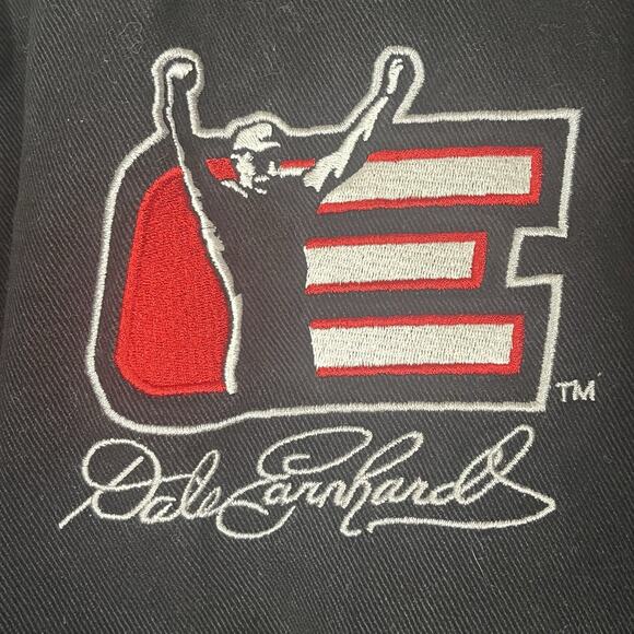 Vintage NASCAR Chase Authentic Dale Earnhardt Black Denim Jacket Mens Medium - Picture 8 of 16